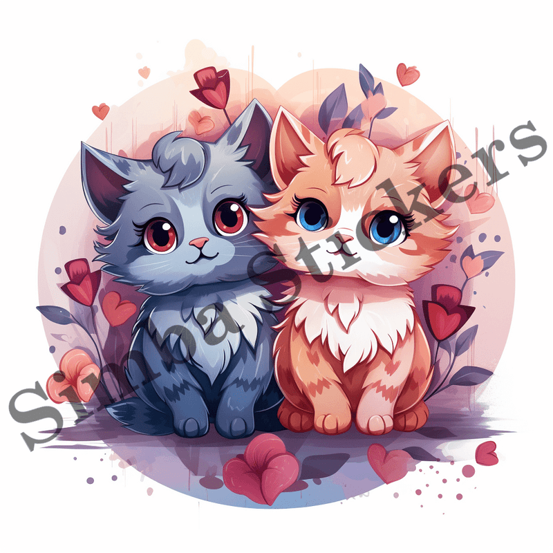 Cats in love, image set, 10 images