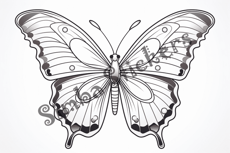 Colouring pages, bundle of single butterflies, 10 images