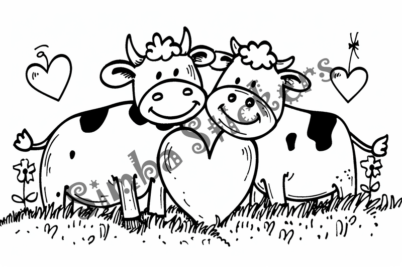 Colouring pages, bundle of cattle, 50 images