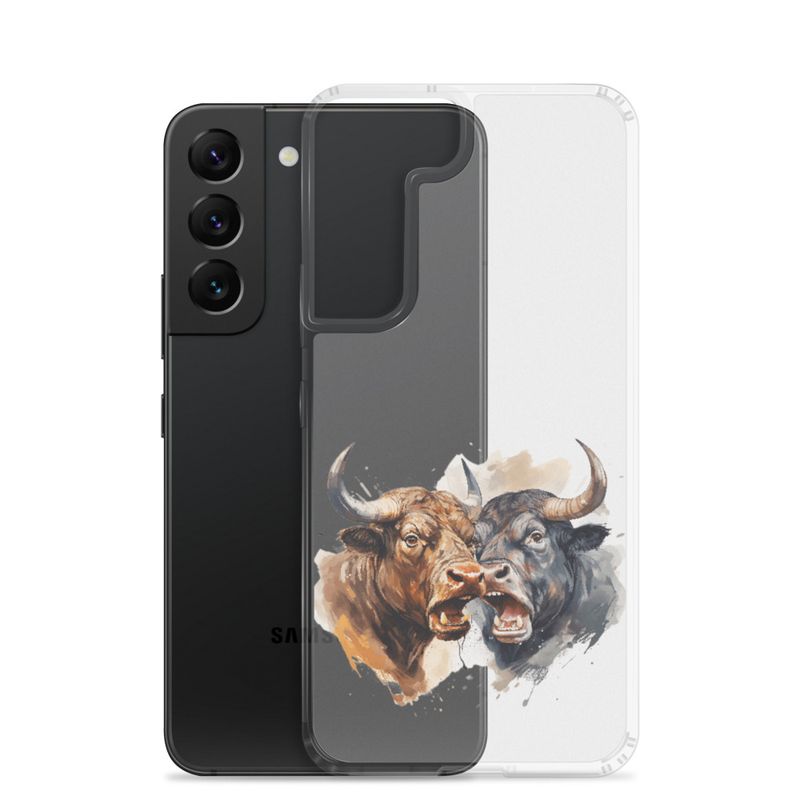 Clear Case for Samsung, Bulls facing up to each other, watercolour, dx5eff
