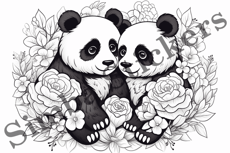 Colouring pages, bundle of pandas, 25 images, ldtg6c