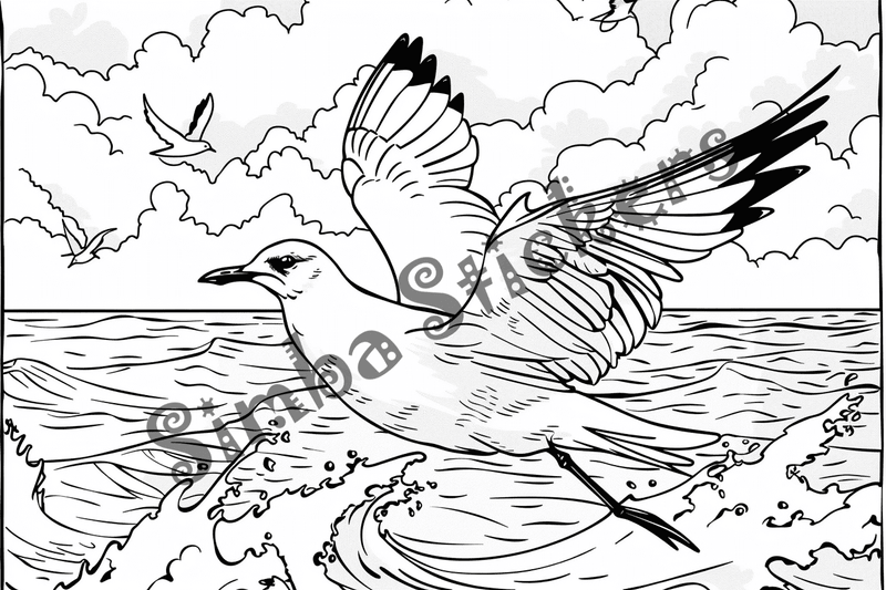 Colouring pages, bundle of seagulls, 25 images