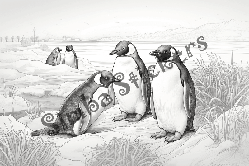 Colouring pages, bundle of penguins, 25 images