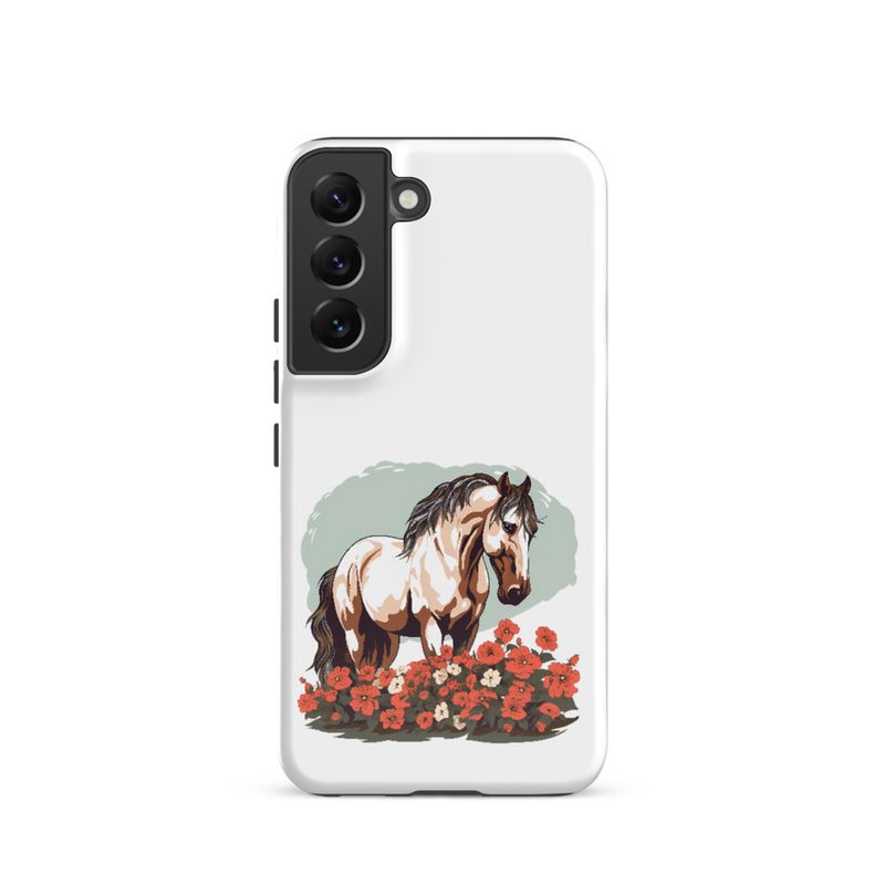 Tough Case for Samsung, Brown horse in field of red flowers, n4w2fj