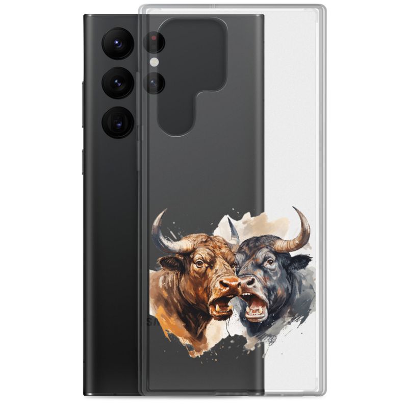 Clear Case for Samsung, Bulls facing up to each other, watercolour, dx5eff