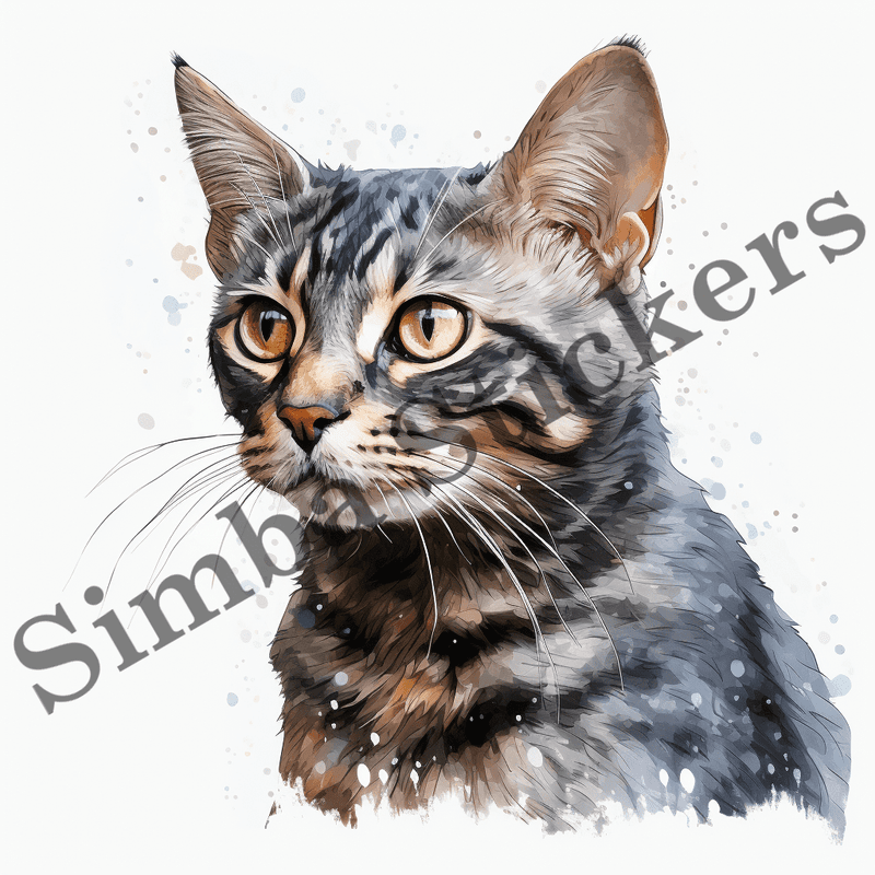 Egyptian Mau cat, watercolour, image set, 10 images