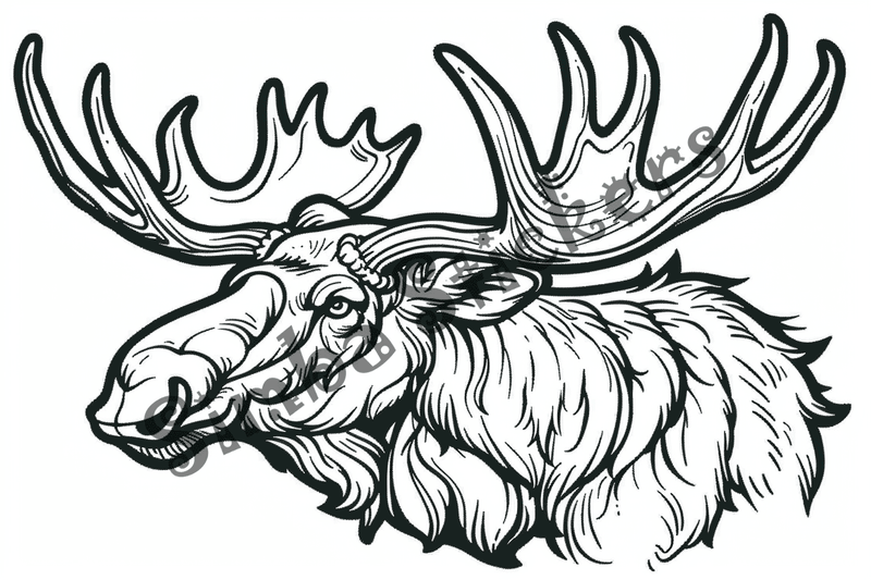 Colouring pages, Bundle of moose, 25 images
