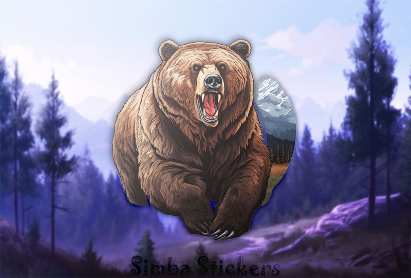 Bear running, mouth open, vy4zws