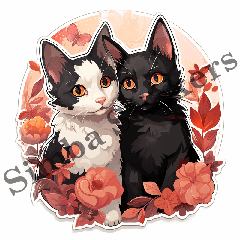 Japanese Bobtail cats in love, image set, 10 images