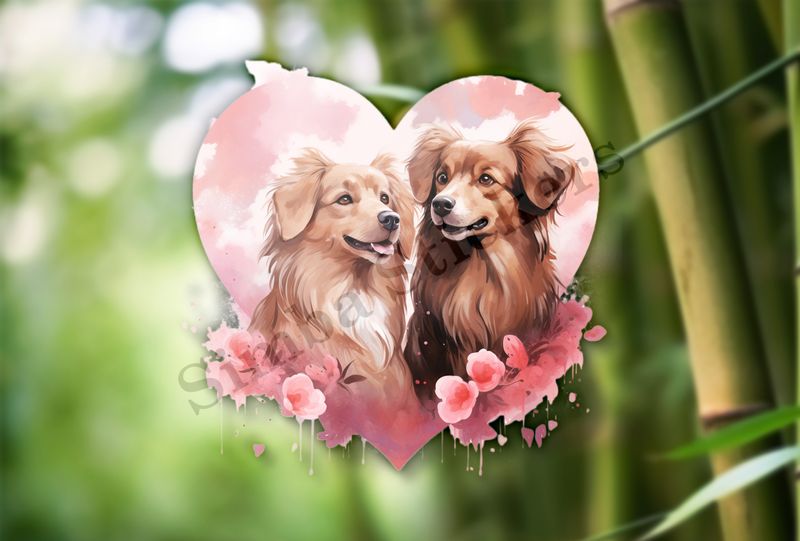 Dogs in love, watercolour