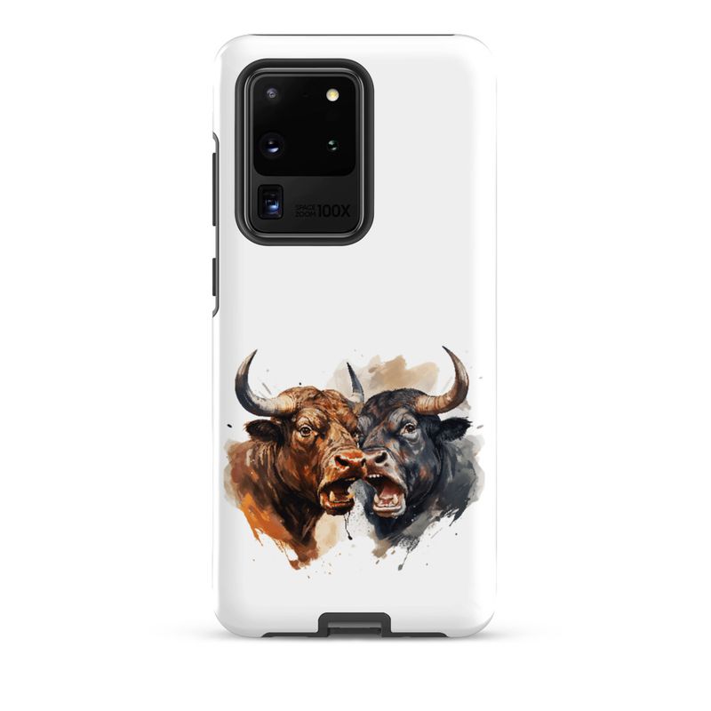 Tough Case for Samsung, Bulls facing up to each other, watercolour, dx5eff