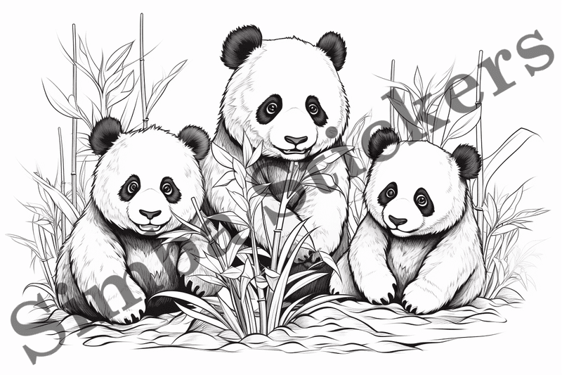 Colouring pages, bundle of pandas, 25 images, pvl2ro