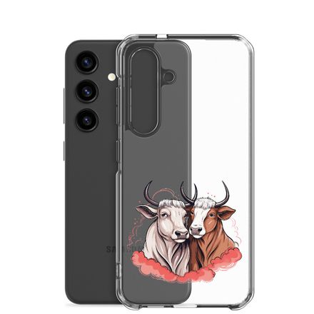 Clear Case for Samsung, Bull and cow, romantic, reddish clouds, qoucds