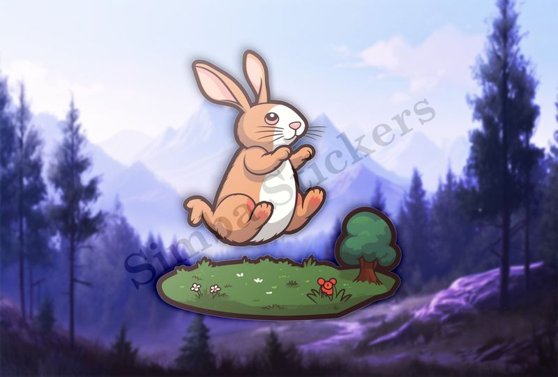 Rabbit jumping on grass