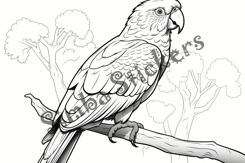 Colouring pages, bundle of parrots, 25 images