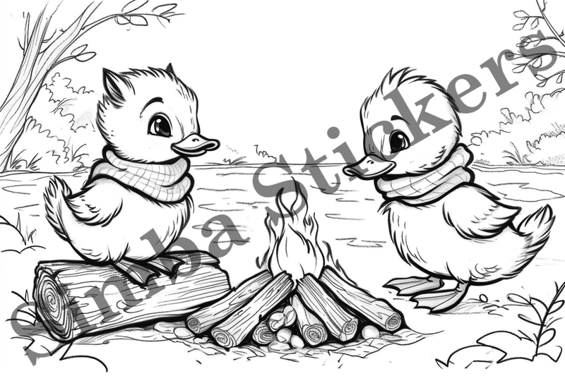 Colouring pages, Bundle of ducks in love, 10 images