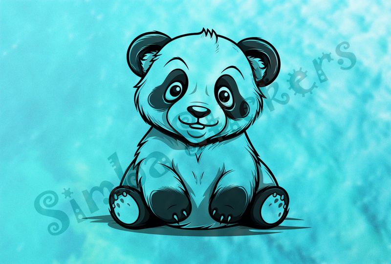 Panda looking cute, sitting, outline art, gdrr7i