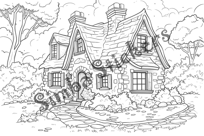 Colouring pages, bundle of houses, 25 images 2