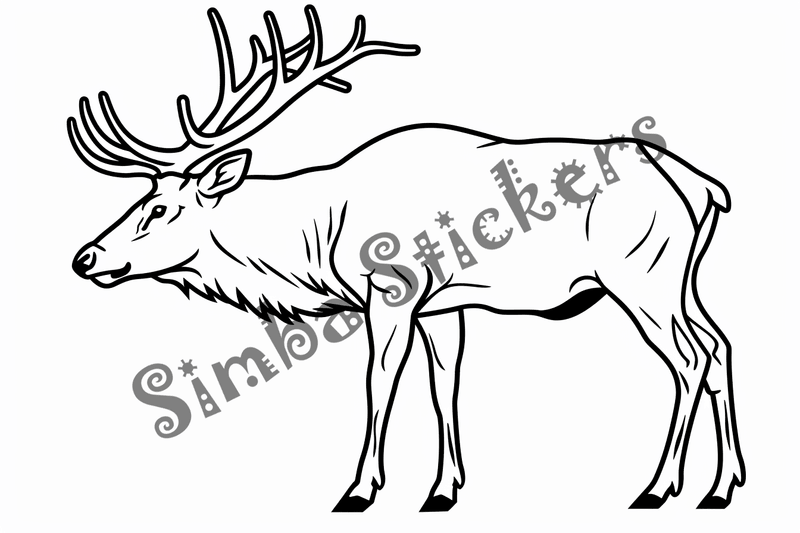 Colouring pages, bundle of singular elks, 10 images