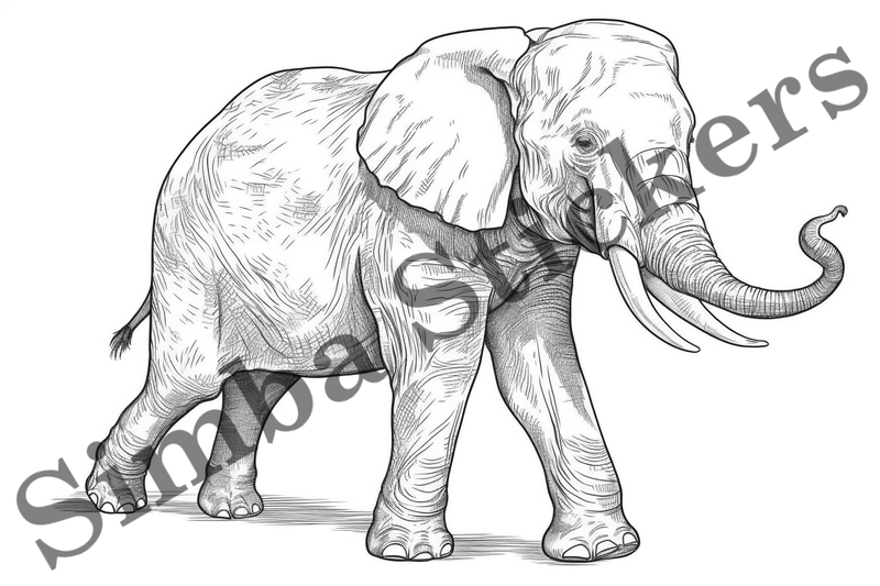 Colouring pages, Bundle of elephants, 25 images