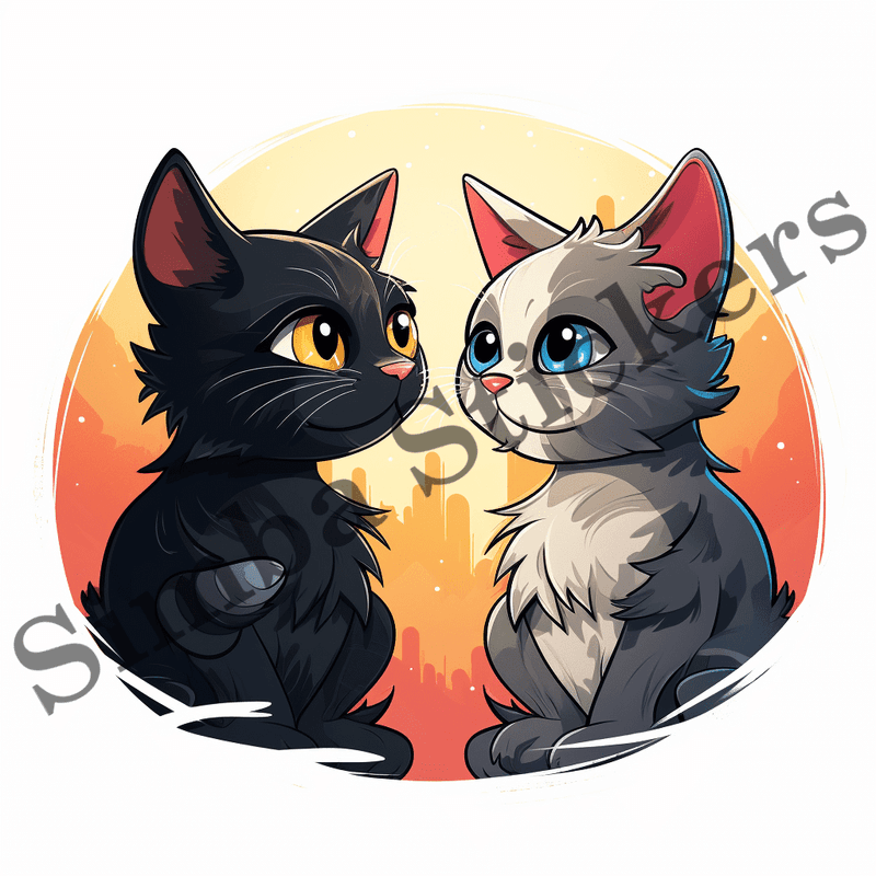 Cats in love, nose-to-nose, image set, 10 images