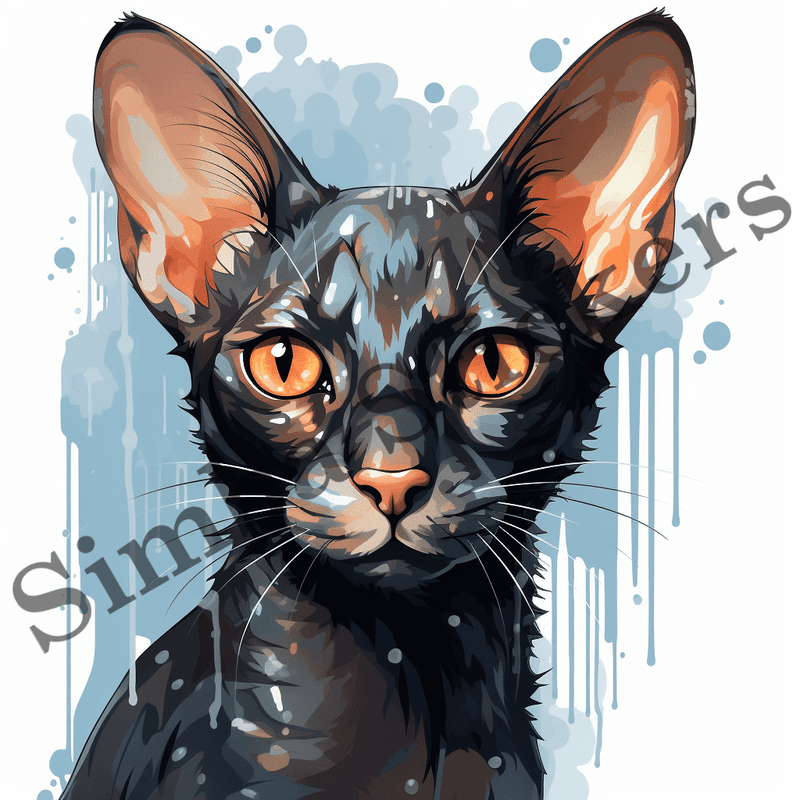 Oriental Shorthair cats in rain or snow, image set, 10 images