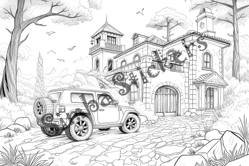Colouring pages, bundle of houses, 25 images