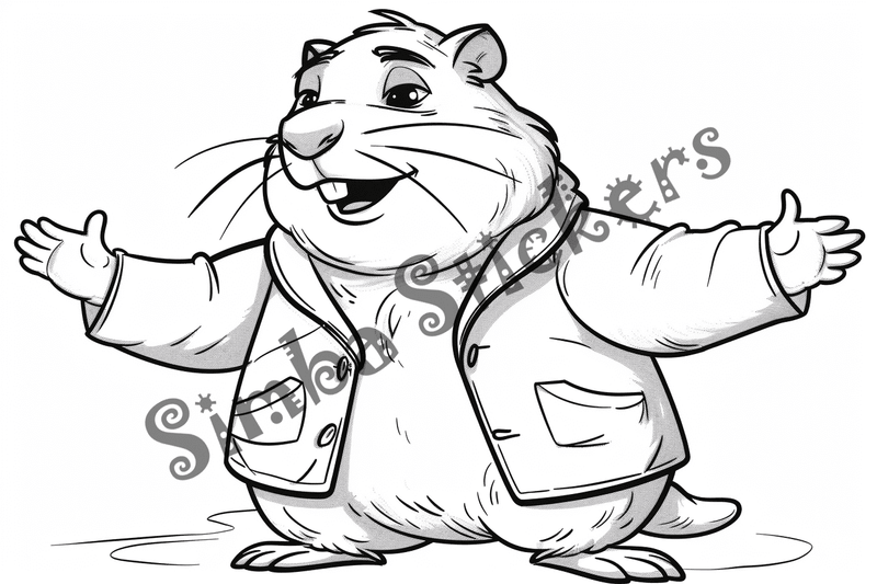 Colouring pages, bundle of capybaras wearing clothes, 10 images