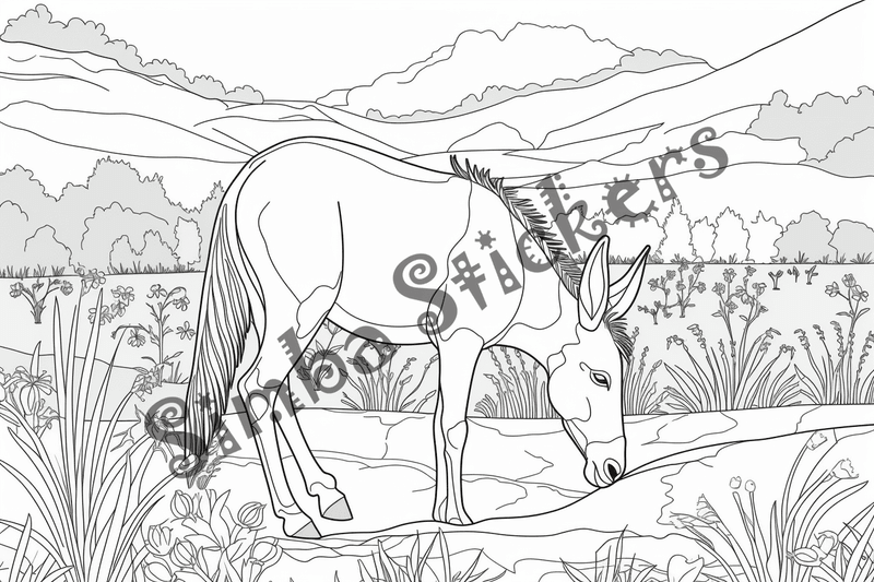 Colouring pages, bundle of mules, 25 images