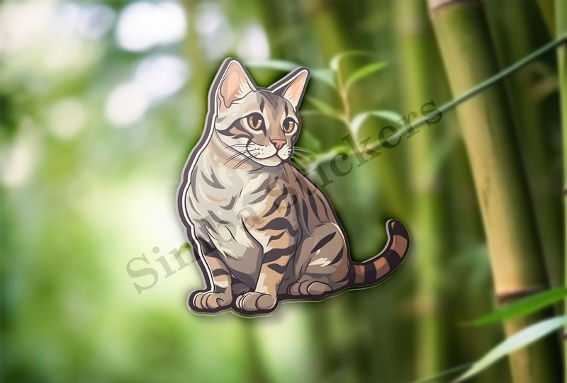 Bengal cat sitting and glancing sideways