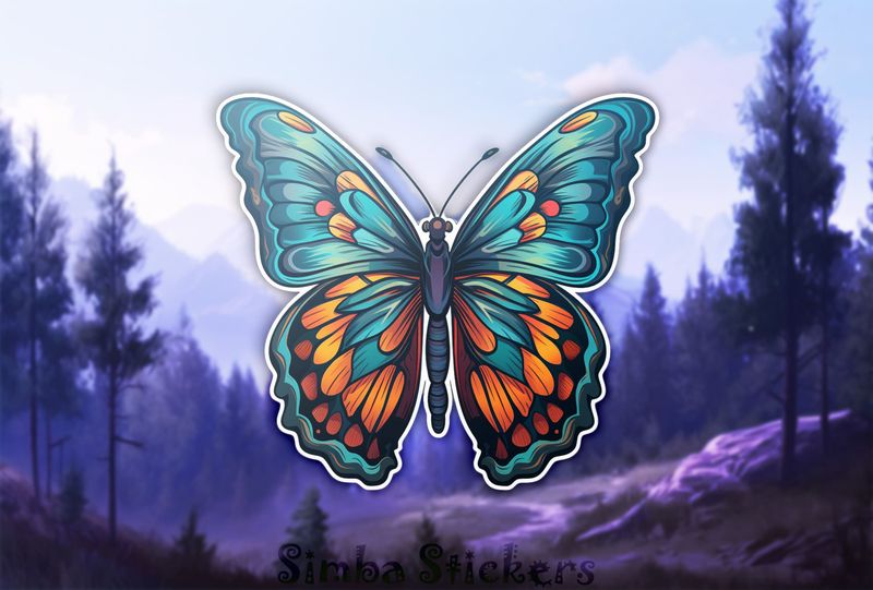 Colourful butterly orange and blue, swte2s