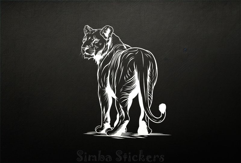 Lioness glancing backwards, outline art, grpgy1