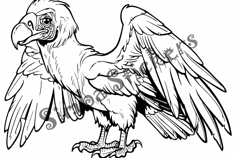 Colouring pages, bundle of singular vultures, 10 images, 9yidlp