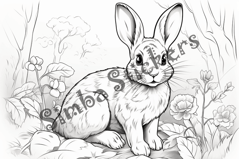 Colouring pages, bundle of rabbits, 25 images 2