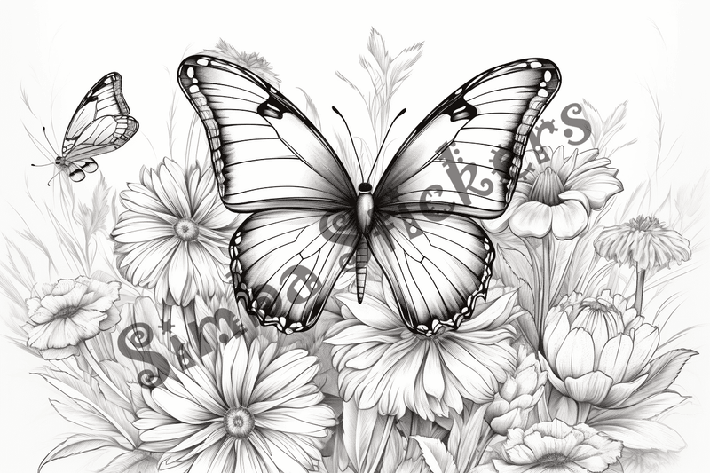 Colouring pages, bundle of butterflies, 50 images