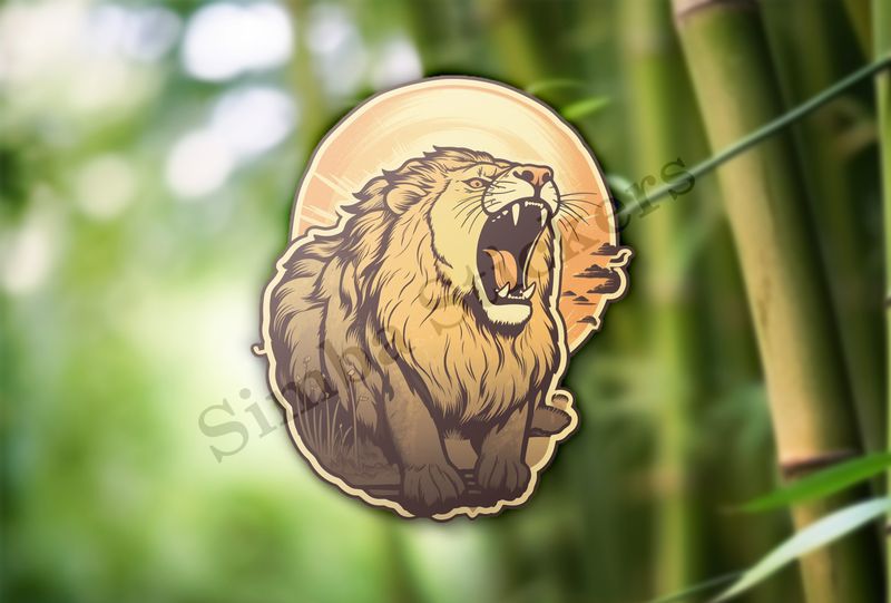 Male lion roaring majestically