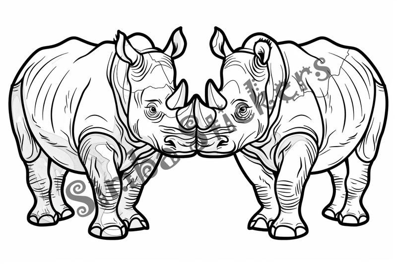 Colouring pages, bundle of rhinos in love, 25 images