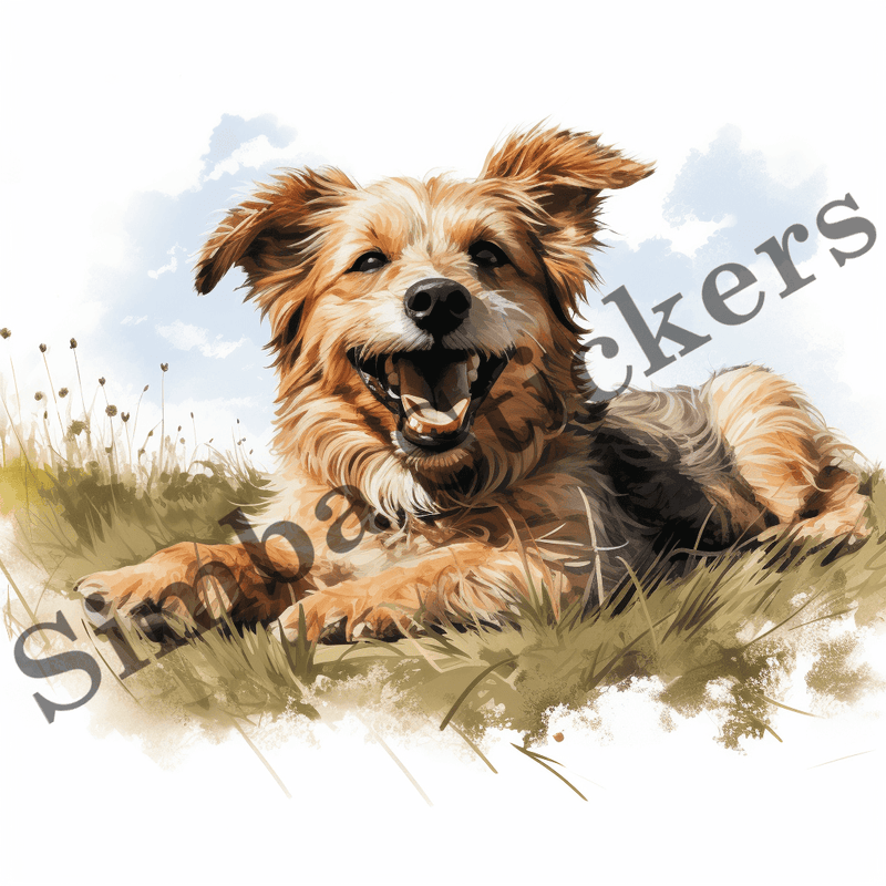 Dog in greed grass, image set, 10 images