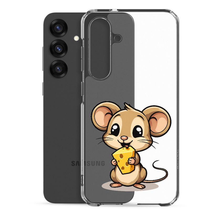 Clear Case for Samsung, Small Mouse happily licking large chunk of cheese, pqapy6