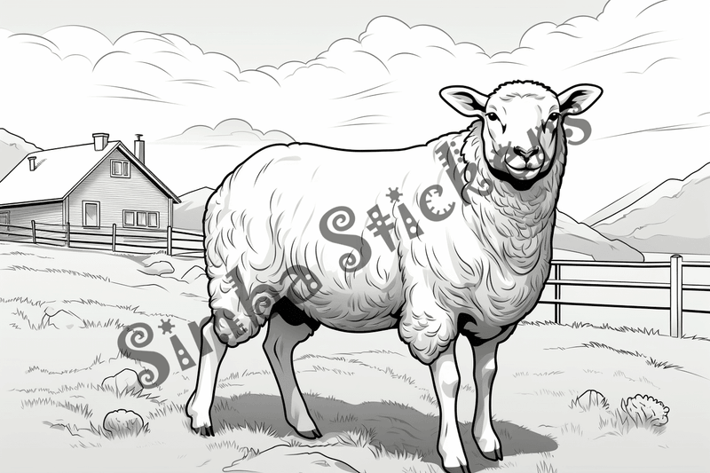Colouring pages, bundle of sheep, 25 images