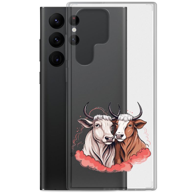 Clear Case for Samsung, Bull and cow, romantic, reddish clouds, qoucds