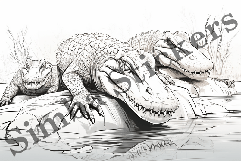 Colouring pages, Bundle of crocodiles, 25 images