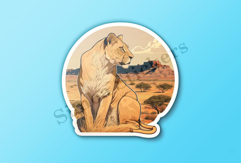 Lioness sitting in the Savanna