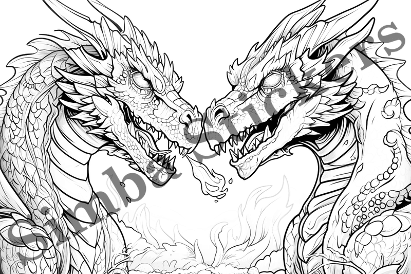 Colouring pages, bundle of dragons, 25 images