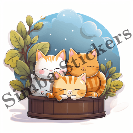 Cats sleeping, image set, 10 images