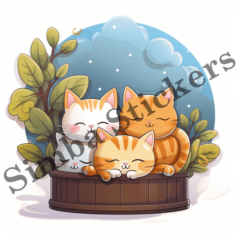 Cats sleeping, image set, 10 images