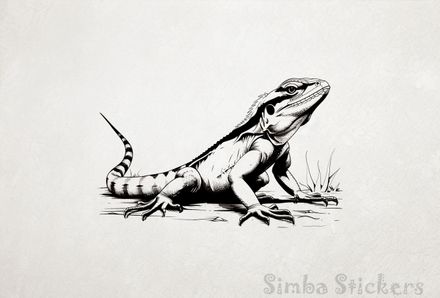 Lizard full-body with large claws outline art