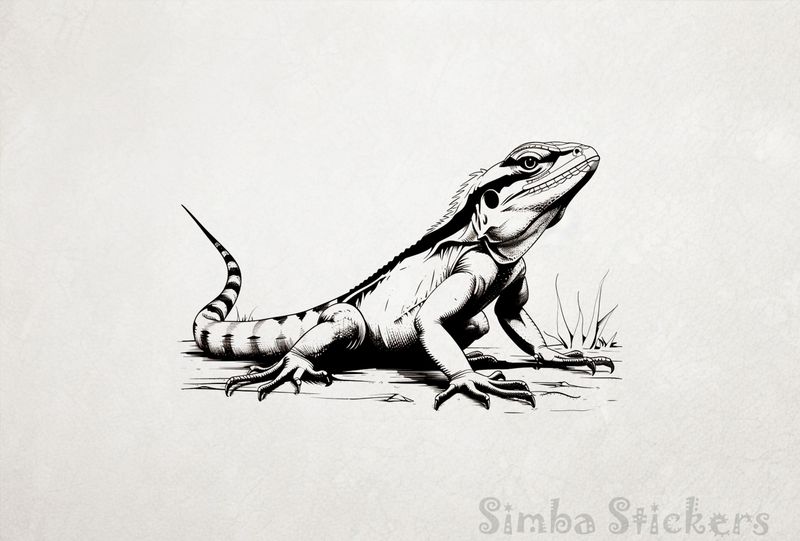 Lizard full-body with large claws outline art