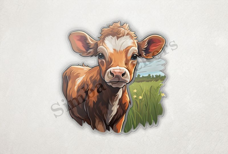 Cattle calf in a field of grass