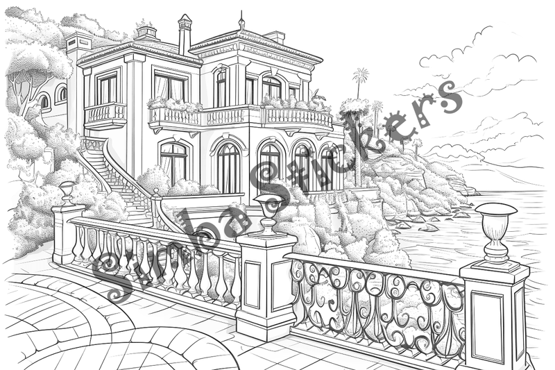 Colouring pages, bundle of houses, 25 images 2